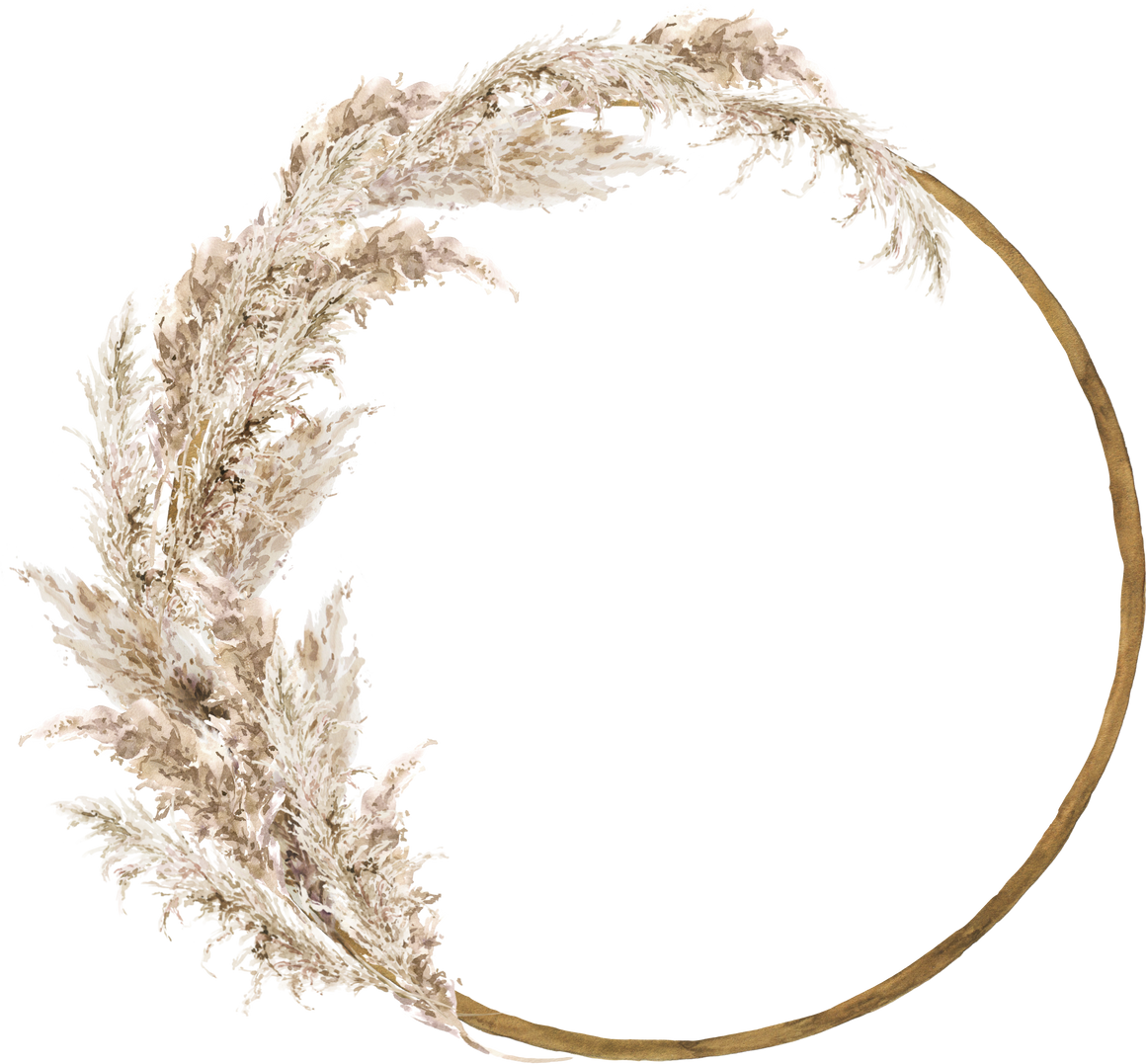 Watercolor Pampas Grass floral  neutral beige wreath